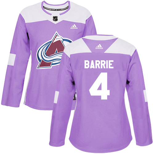 Adidas Avalanche #4 Tyson Barrie Purple Authentic Fights Cancer Women's Stitched NHL Jersey - Click Image to Close
